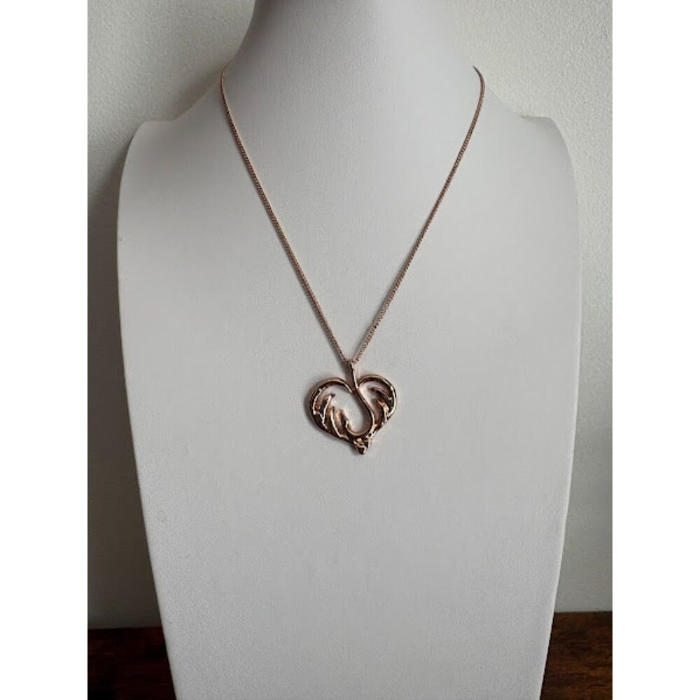 Rose Gold-Tone Antler & Hook Pendant Necklace Nature-Inspired